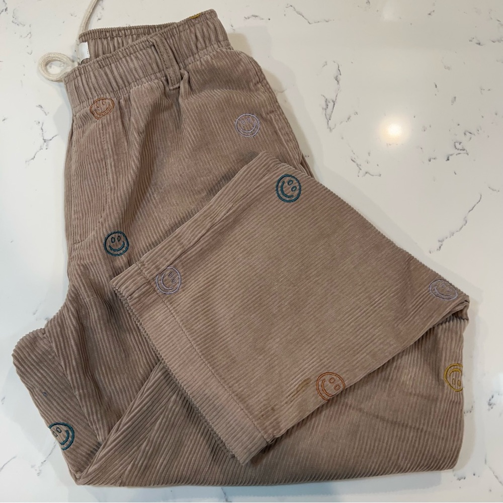 UO Smiley Face Embroidered Corduroy Beach Pants